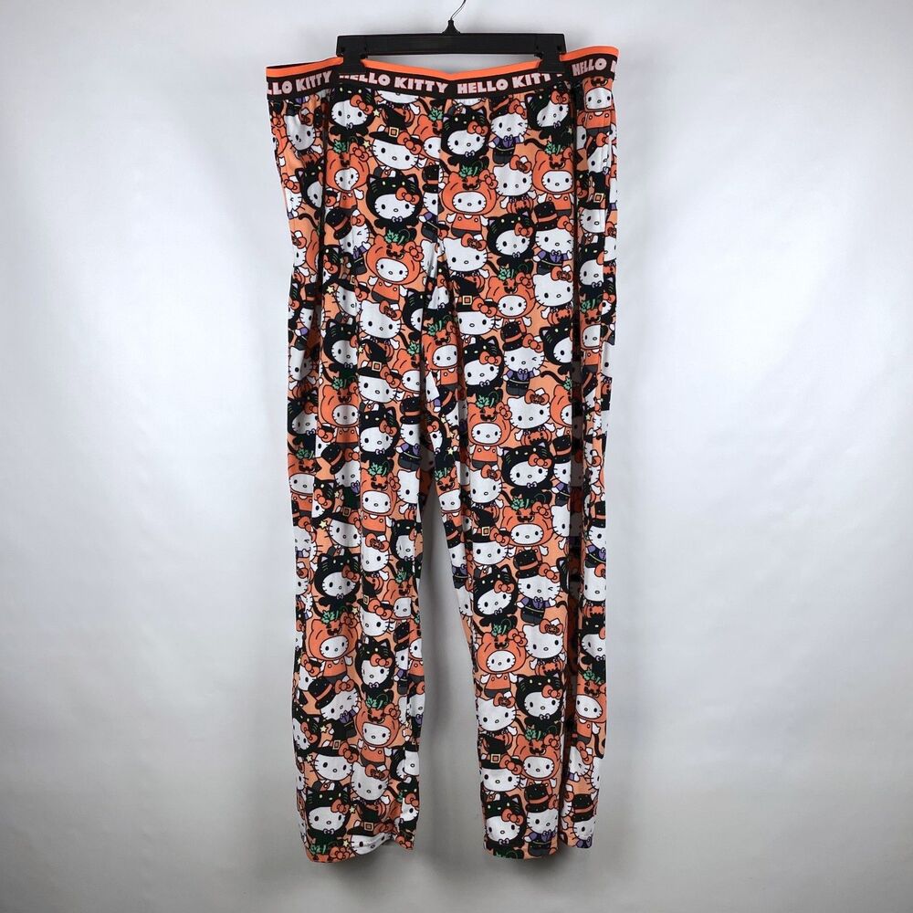Hello Kitty Halloween Pajama Pants Women Plus 2X 18W-20W Fleece Sleepwear